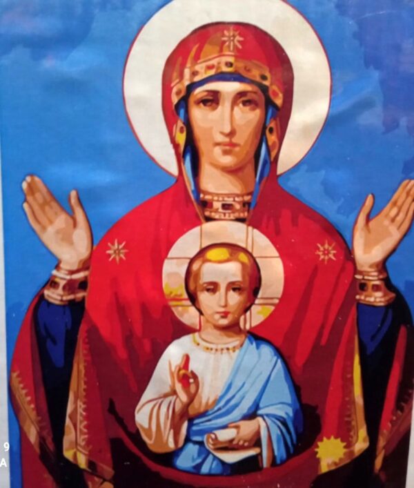 Холст с красками по номерам “Икона. Знамение Божией Матери”. (40х50)