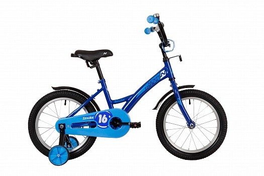 Велосипед "NOVATRACK 16" STRIKE" с дополнительными колесами, цвет - синий. 1