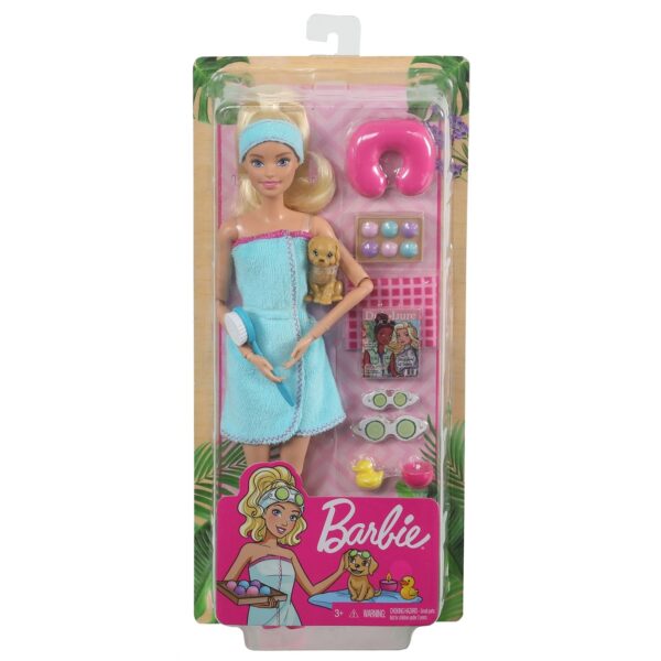 Подвижная кукла с питомцем и аксессуарами “Barbie. Релакс. SPA-процедуры GJG55” в коробке (оригинал).