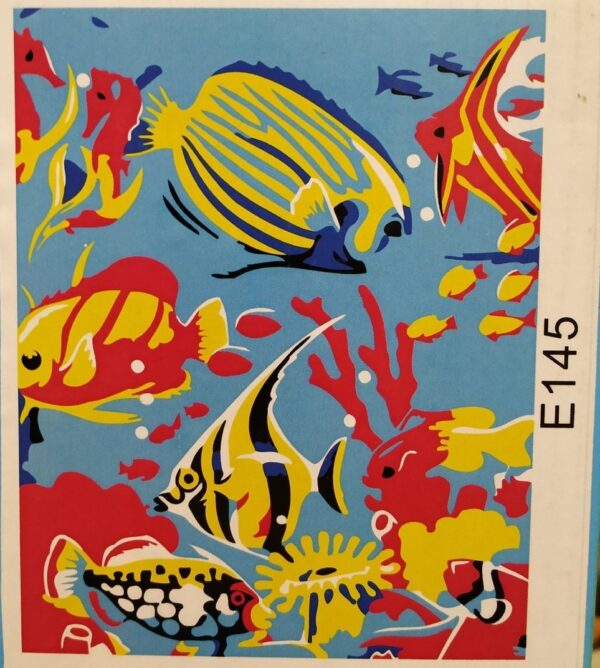 Холст с красками по номерам “Рыбки в океане”.