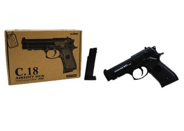 Пистолет металлический “С.18” на пульках в коробке.