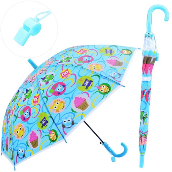 Зонт детский "Голубой с совушками U039004Y" в пакете. 1