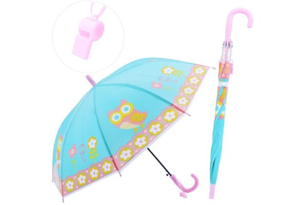Зонт детский “Голубой с контуром и совушками U038983Y” в пакете.