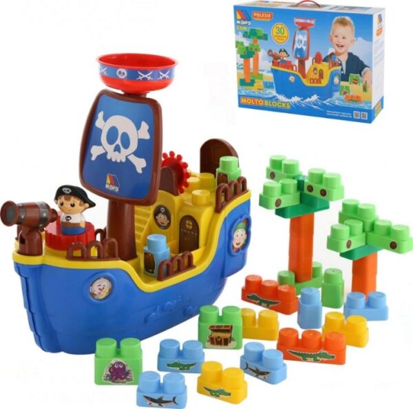 Игровой набор "Пиратский корабль + конструктор" в коробке.