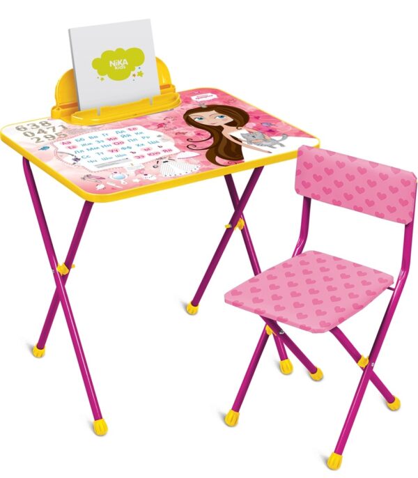 Комплект складной мебели КП2/17 "Маленькая принцесса" с мягким стульчиком и пеналом-подставкой для книг.