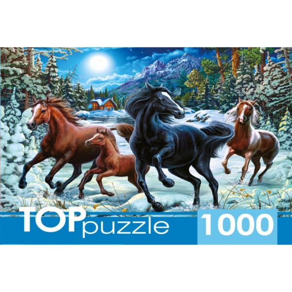 toppuzzle. ПАЗЛЫ 1000 элементов. ФТП1000 9851 Зимние лошади
