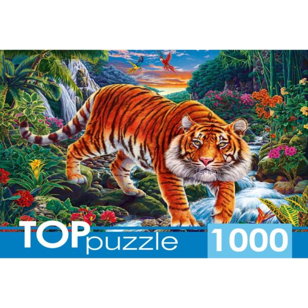 toppuzzle. ПАЗЛЫ 1000 элементов. ФТП1000 9854 Тигр у водопада