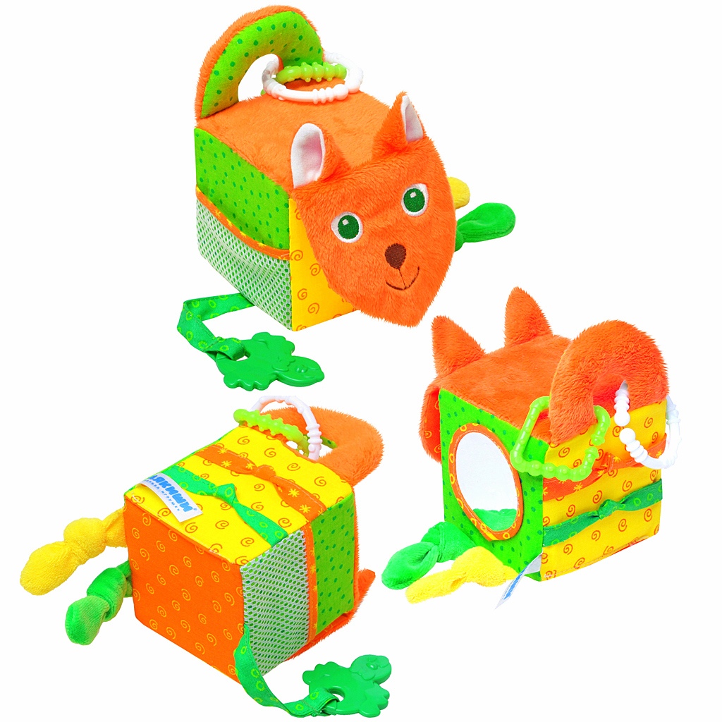 Игрушка "ШуМякиши. Кубик Лиса" с зеркалом и прорезывателем в коробке ...