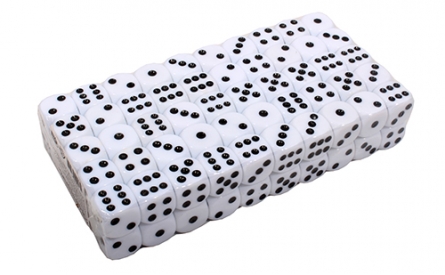 Кубик игральный РК бел пласт черн точки 1шт (16мм) (Р00504) (1/100)