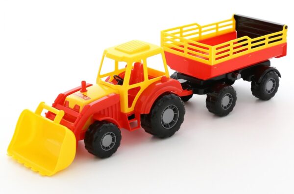 Трактор с прицепом №2 и ковшом "Алтай", размер - 66 см, цвета в ассортименте. 1