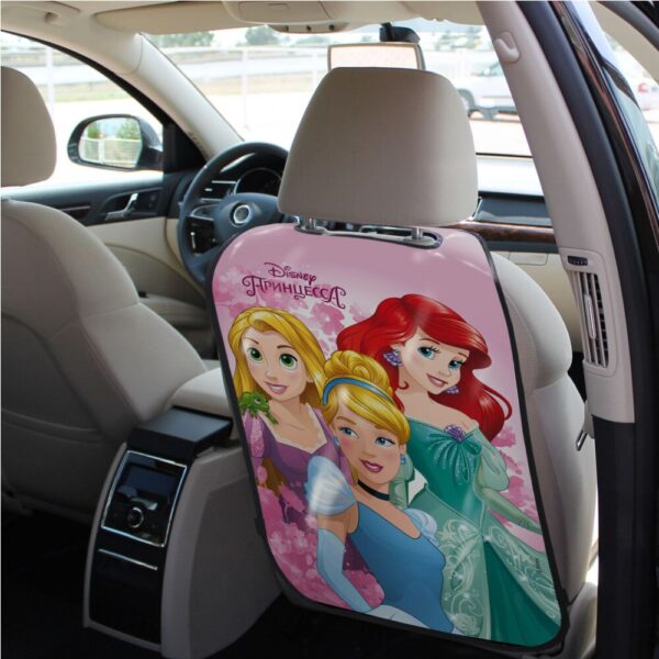 Детская защитная накидка на спинку сиденья в автомобиль "Disney Принцессы трио". 1