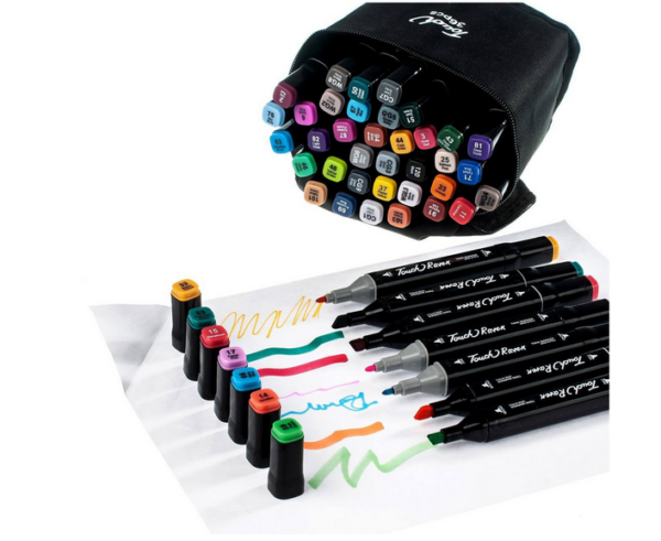 Набор маркеров для скетчинга двусторонние "TouchRaven" (36 цветов) в сумке.