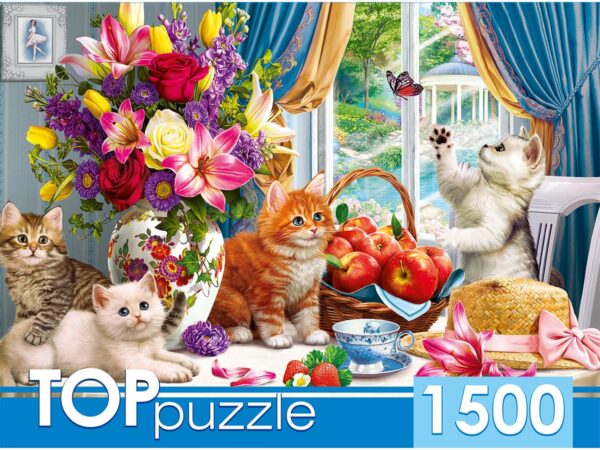 Пазлы "Милые котята в гостиной" (1500 элементов) в коробке 1