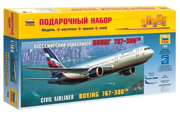 Сборная модель "Самолет Боинг 767-300" (подарочный набор) в коробке.