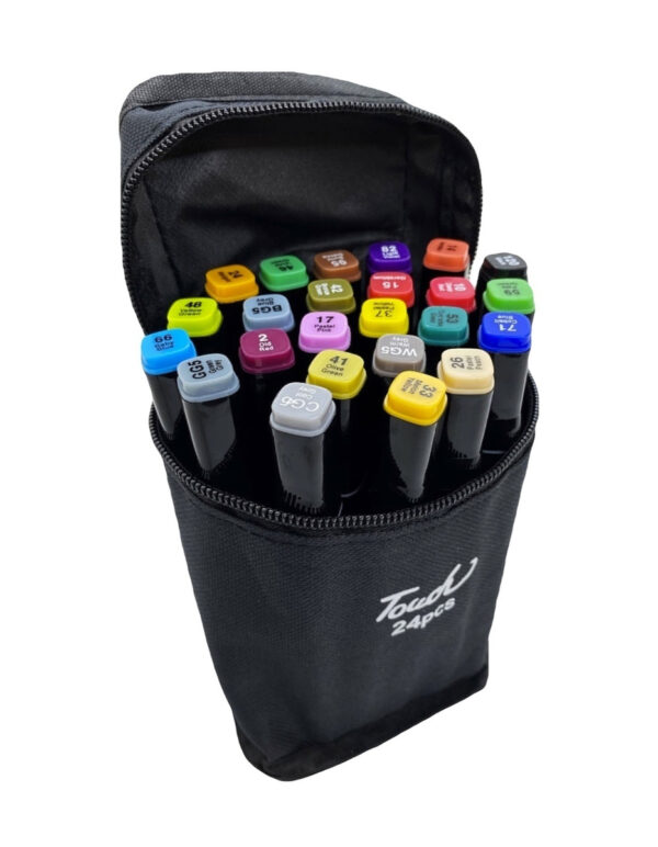 Набор маркеров для скетчинга двусторонние "TouchRaven" (24 цветов) в сумке.
