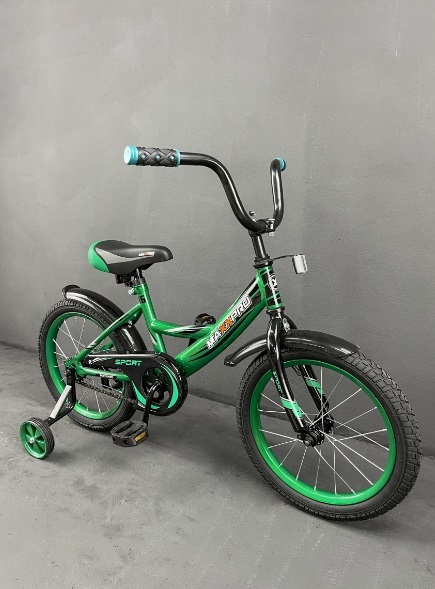Велосипед "MaxxPro 16" SPORT-16-1" с дополнительными колёсами, цвет - зелёно-чёрный 1