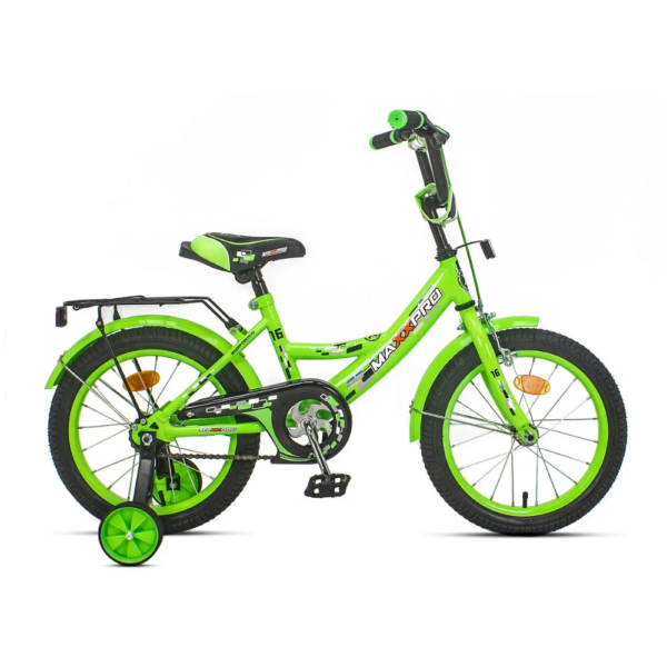 Велосипед "MaxxPro 16" N16-2" с дополнительными колёсами, цвет - салатовый-зелёный 1