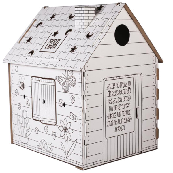 Картонный домик-раскраска "Бибалина" (русский алфавит) в коробке.