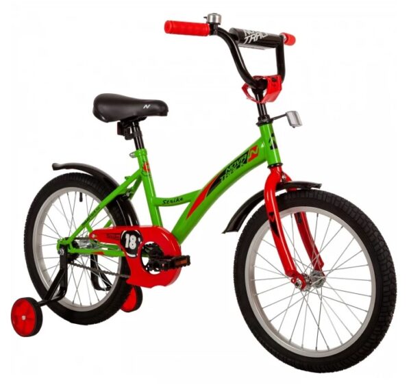 Велосипед "NOVATRACK 18" STRIKE" с дополнительными колесами, цвет - зеленый. 2