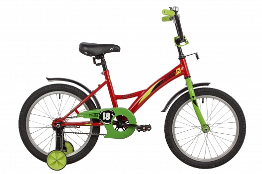 Велосипед "NOVATRACK 18" STRIKE" с дополнительными колесами, цвет - красный. 1
