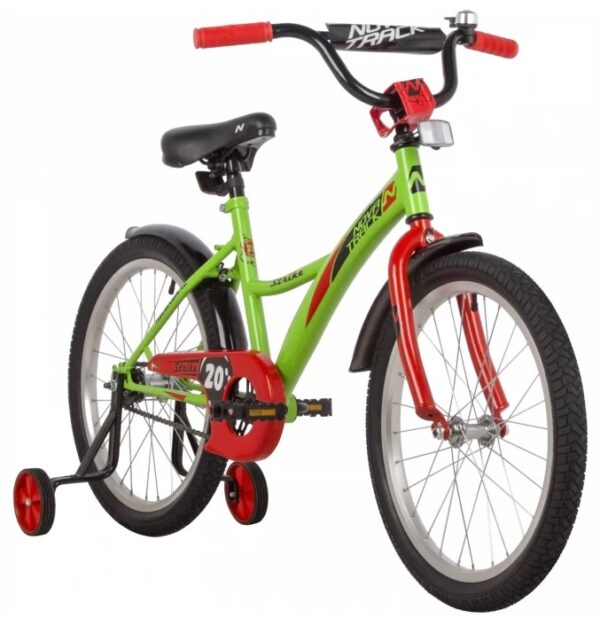 Велосипед "NOVATRACK 20" STRIKE" с дополнительными колесами, цвет - зеленый. 2
