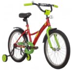 Велосипед "NOVATRACK 20" STRIKE" с дополнительными колесами, цвет - красный. 2