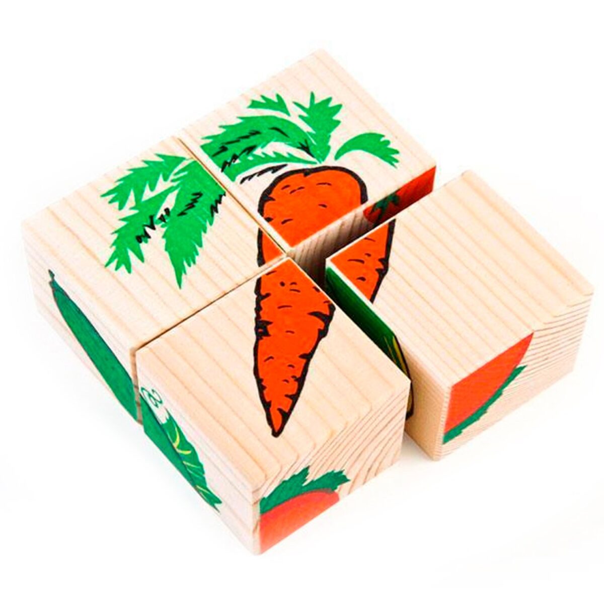 Набор кубиков "Овощи 3333-6" (4 штуки) в коробке. 1