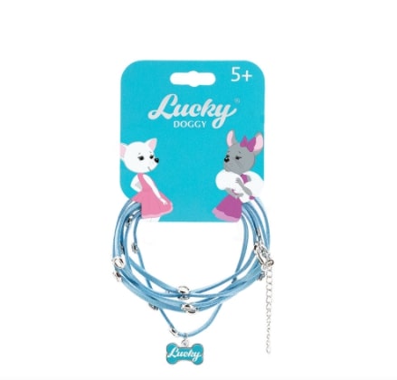Кожаный браслет с косточкой "Lucky Doggy" на листе. 1