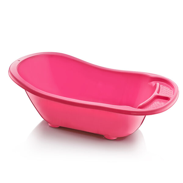 Детская ванночка с водостоком Широкая розовая