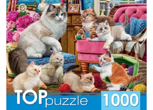 Пазлы "Озорные котята" на 1000 элементов в коробке. 1