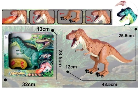 Динозавр электрофицированный на пульте управления "Dinosaur NY026-B" (свет, звук) в коробке. 1