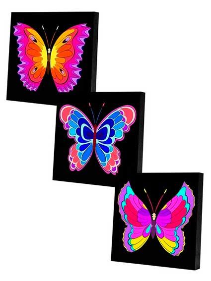 Раскраска на холсте "Триптих с бабочками" (арт.Р3138)