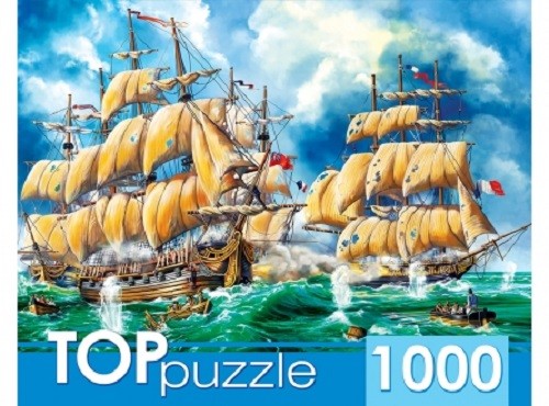 Пазлы "Битва кораблей" на 1000 элементов в коробке. 1