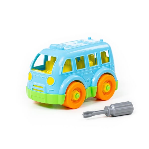 Конструктор-транспорт "Автобус малый" (15 элементов) в пакете, цвета в ассортименте.