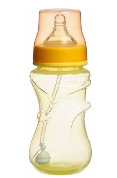 Бутылочка для кормления, широкое горло, от 6 мес., 300 мл., цвет желтый (арт. 4770837)