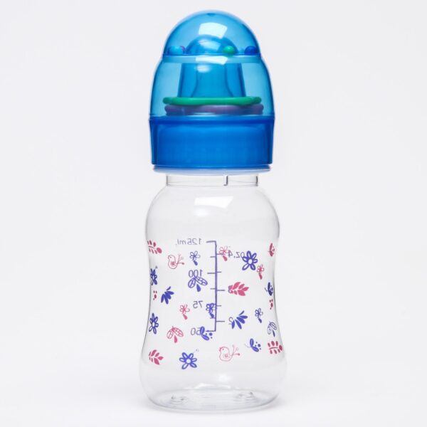 Бутылочка для кормления, крышка-погремушка, 125 мл., цвет голубой. (арт. 4780642)
