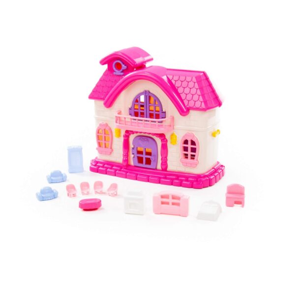 Кукольный домик "Сказка 78261" с набором мебели (12 элементов) в пакете.