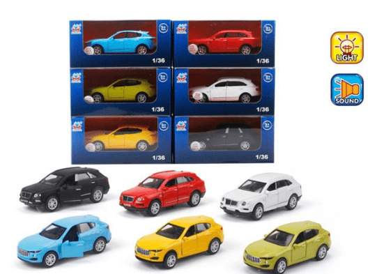 Машина металлическая инерционная "Die-cast 53522-3" (свет, звук) в коробке, цвета в ассортименте. 1
