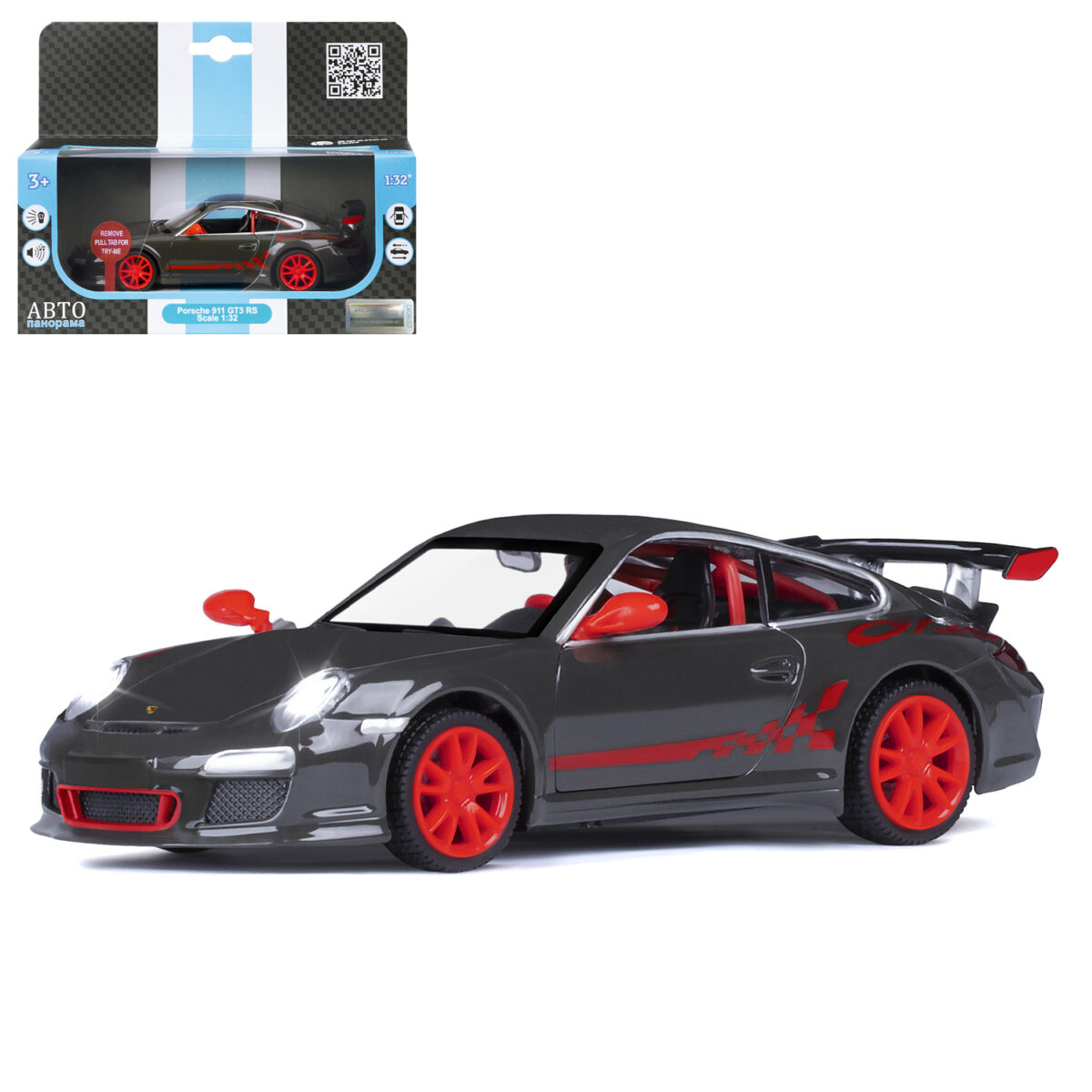 Машина металлическая "Porsche 911 GT3 Cup, темно-серый" (JB1251308) в кор. 1