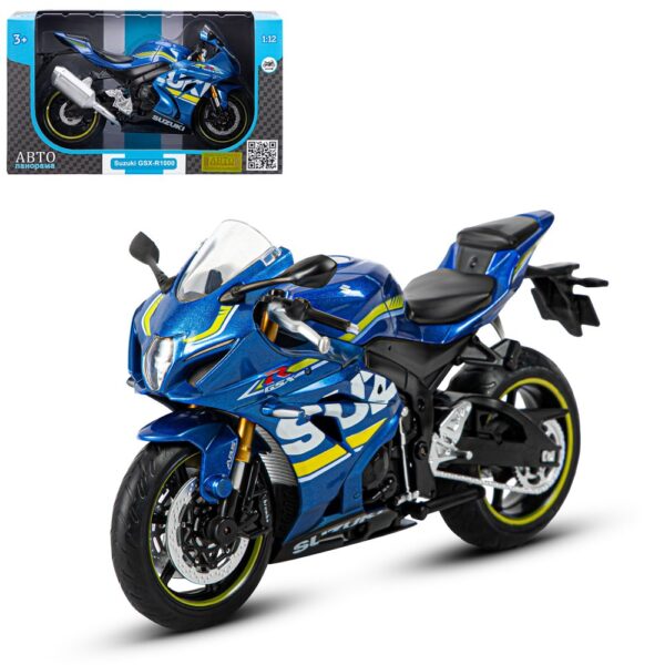 Мотоцикл металлический "SUZUKI GSR-R1000, синий" (JB1251501) в кор.