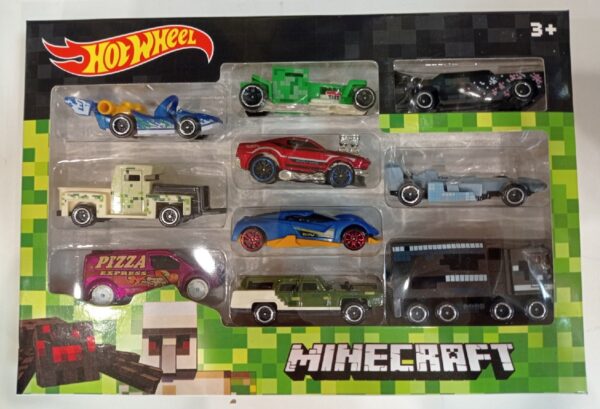 Набор машинок "Hot Wheels Minecraft 10в1 1604-11" в коробке.