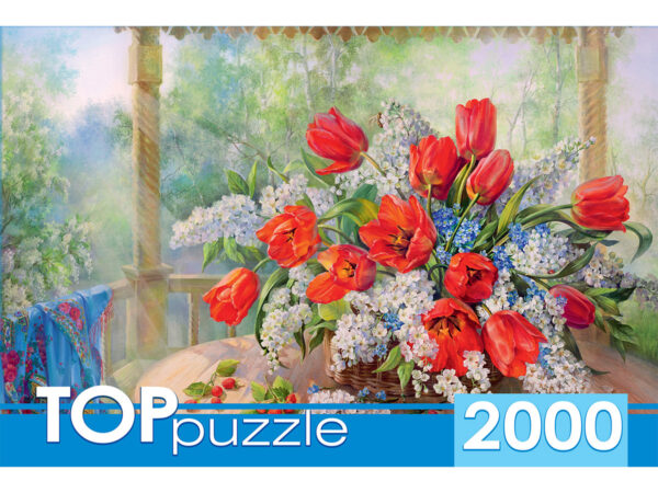 TOPpuzzle "Тюльпаны с черёмухой" 2000 элементов (арт. РУКТП2000-1592)