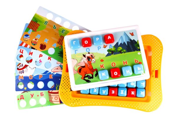 Мозаика с цветными шаблонами и кнопками-буквами из 35 элементов в коробке Т8218