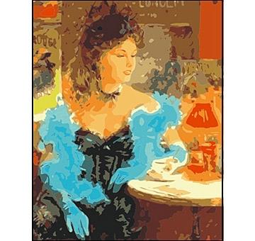 Холст с красками по номерам "Дама в кафе" 40х50 см (арт. ST082)
