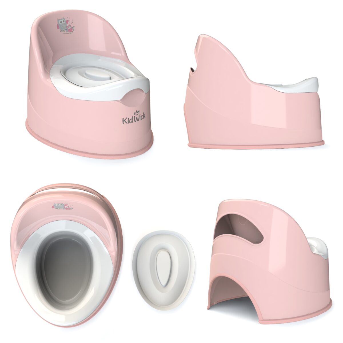Горшок туалетный Kidwick МП Гигант, розовый-т.розовый/белый с белой крышкой 1