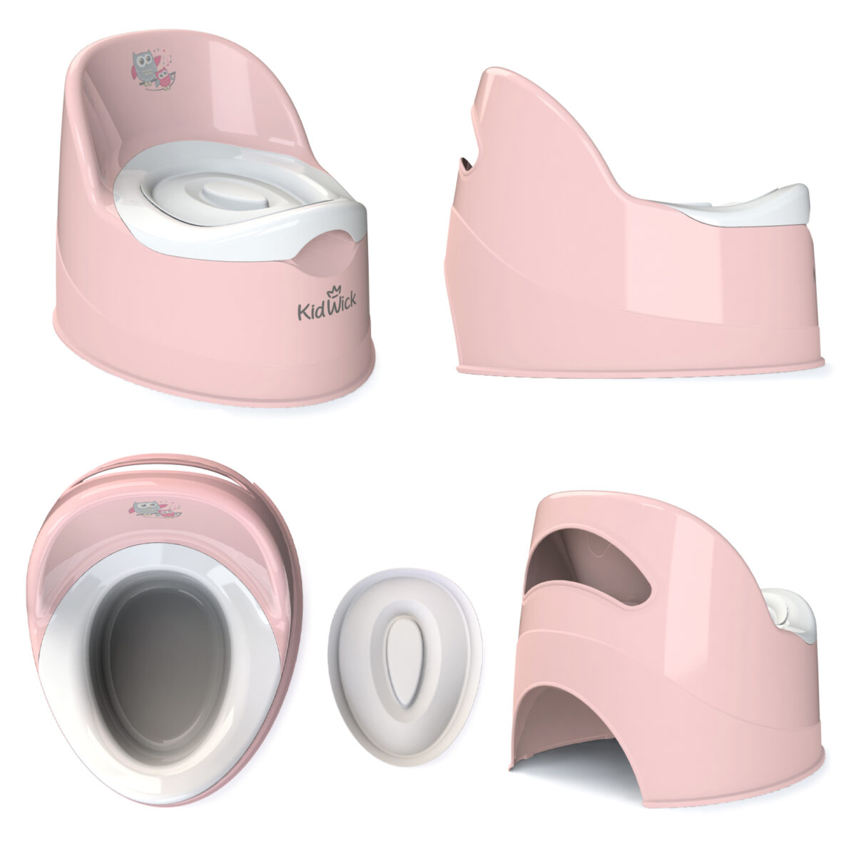 Горшок туалетный Kidwick МП Гранд, розовый/белый с белой крышкой 1