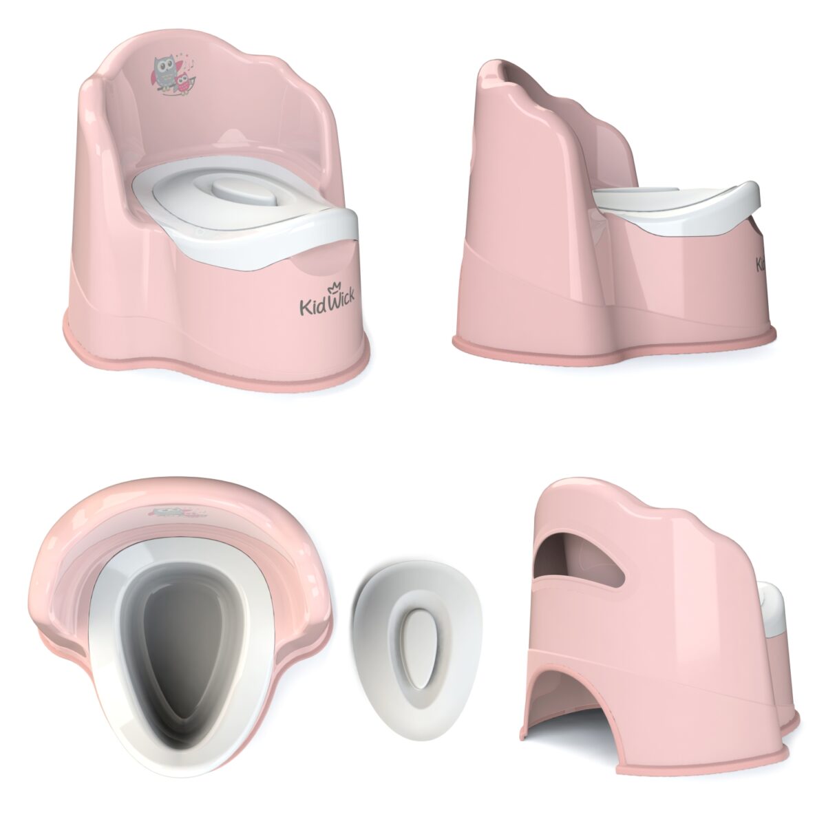 Горшок туалетный Kidwick МП Королевский, розовый-т.розовый/белый с белой крышкой 1