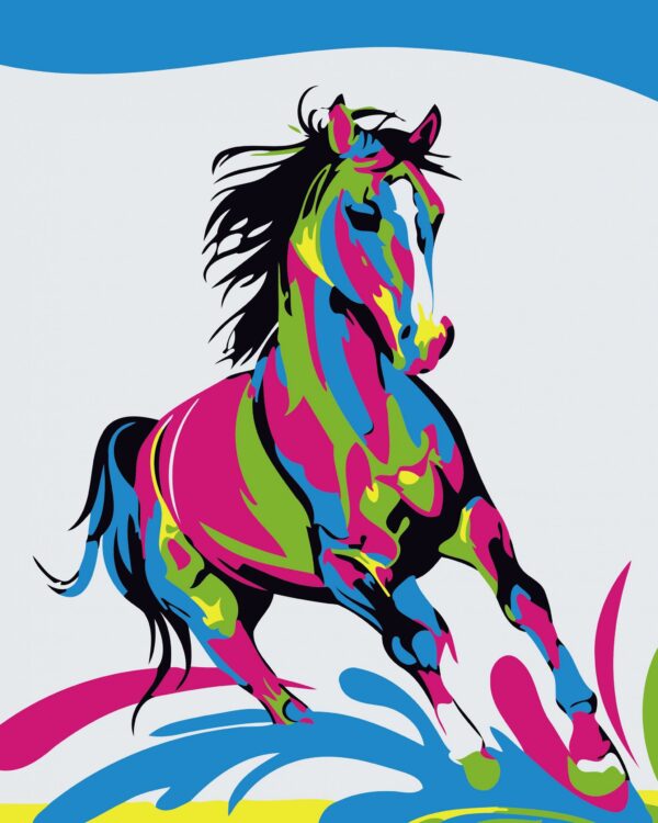 Картина по номерам РК "Цветная лошадь"  40х50 (арт. RSL0193) 1