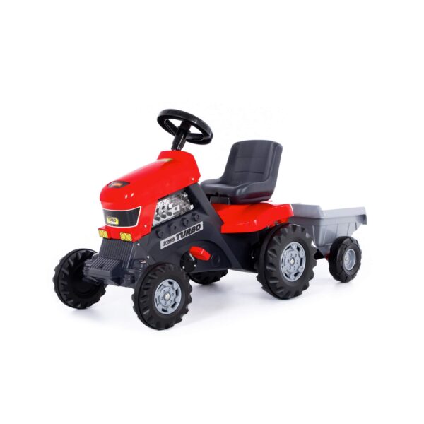 Каталка-трактор с педалями "Turbo" (красная) с полуприцепом (арт. 52681) 1