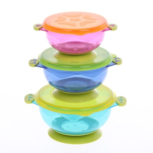 Набор детской посуды для кормления/хранения: миски на присоске, 3 шт.,150, 250, 350 мл. с крышками, от 5 мес. 1